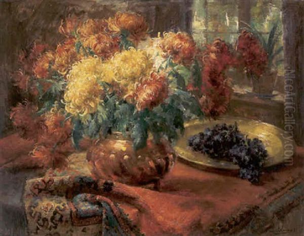 Groses Blumenstilleben Oil Painting by Frans Mortelmans