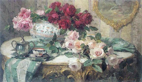 Still Life Of Flowers Oil Painting by Frans Mortelmans