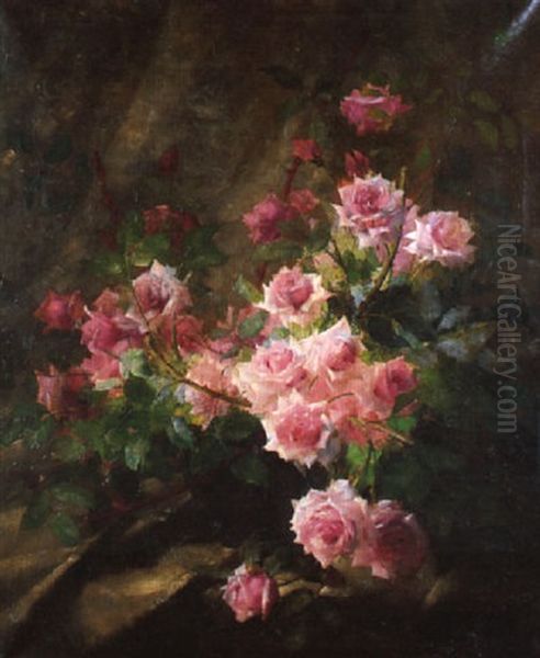 Le Buisson De Roses Oil Painting by Frans Mortelmans