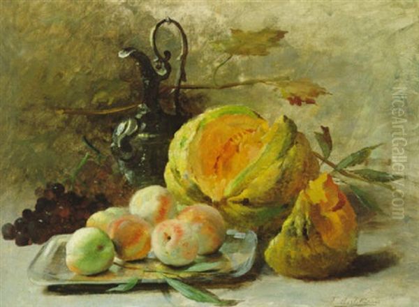 Stilleben Mit Apfeln Und Melone Oil Painting by Frans Mortelmans