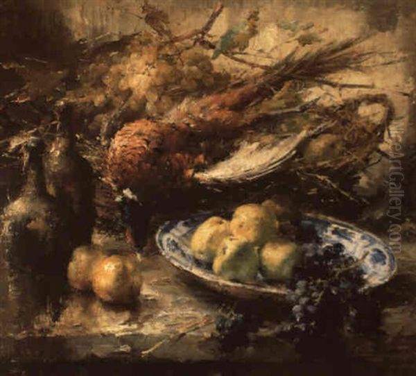 Nature Morte Aux Fruits Et Au Faisan Oil Painting by Frans Mortelmans