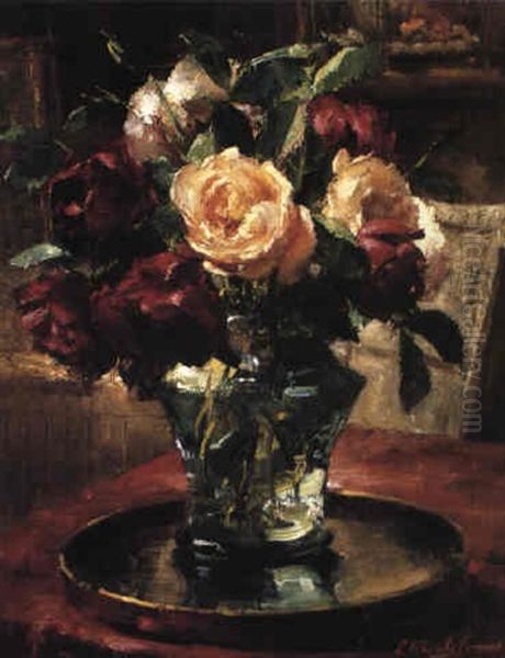 Rozen Oil Painting by Frans Mortelmans