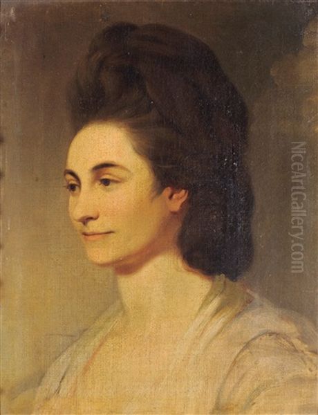 Portrait Of Dame Jane Pigott, Wife Of Sir Arthur Pigott Kt, (mp For Arundel, Sussex), Head And Shoulders Oil Painting by John Hamilton Mortimer