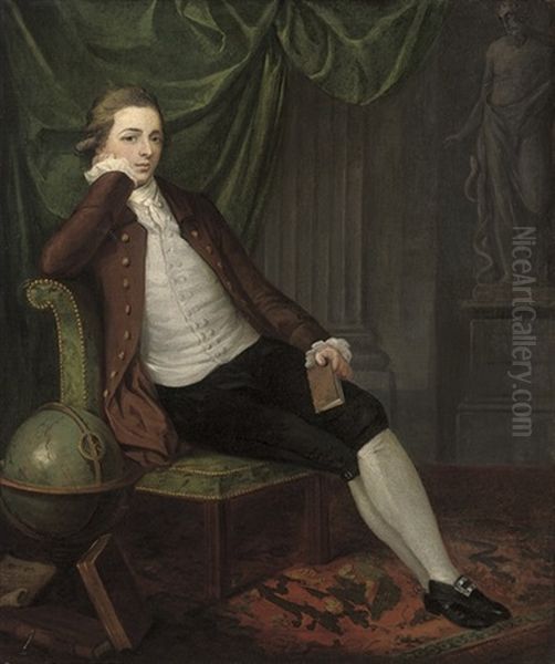 Portrait Of A Gentleman, Seated In A Brown Coat Oil Painting by John Hamilton Mortimer