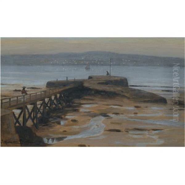 A Jetty On The Clyde Oil Painting by Thomas Corson Morton