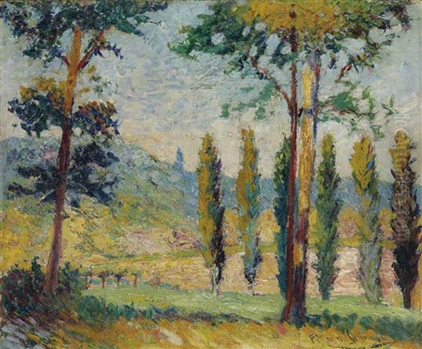 Paysage Aux Peupliers Oil Painting by Francis Morton-Johnson