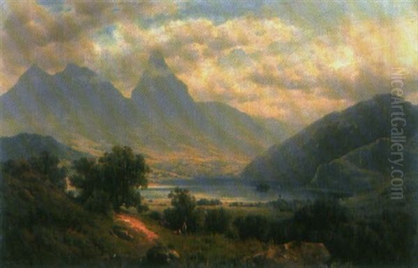 Blick Auf Den Lauerzersee Oil Painting by Adolf Konrad Mosengel