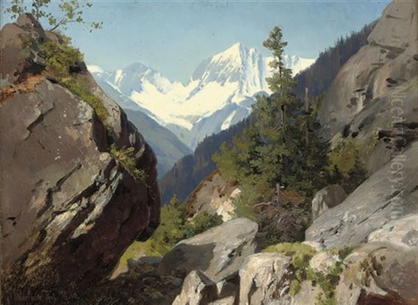 The Maderaner Valley Oil Painting by Adolf Konrad Mosengel