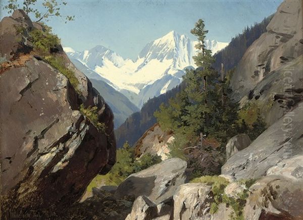 The Maderaner Valley Oil Painting by Adolf Konrad Mosengel