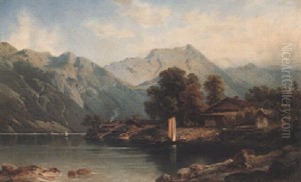 Iseltwald Am Brienzer See Oil Painting by Adolf Konrad Mosengel