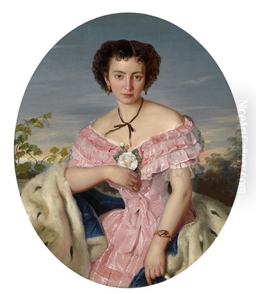 Portrait Der Sangerin Philippine Von Edelsberg (1835 - Nach 1877; Hofopernsangerin In Berlin) Oil Painting by Ernst Moser