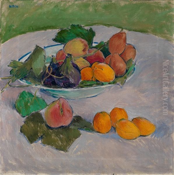 Stilleben Mit Fruchten Und Blattern Oil Painting by Koloman (Kolo) Moser