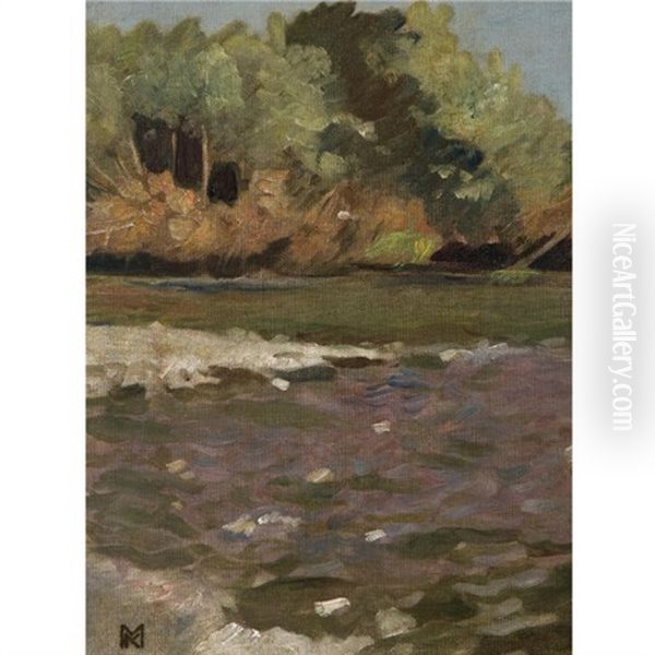 Der Wienfluss Bei Purkersdorf Oil Painting by Koloman (Kolo) Moser