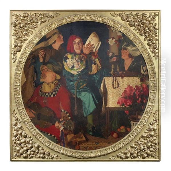 The Dwarf: Scene From The Tales Of Richoux Diameter Oval Oil Painting by Oswald Moser