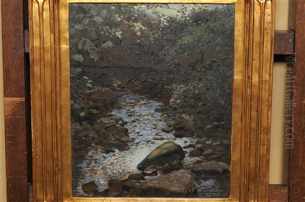 Sunlit Wooded Stream Oil Painting by Robert Oswald Moser