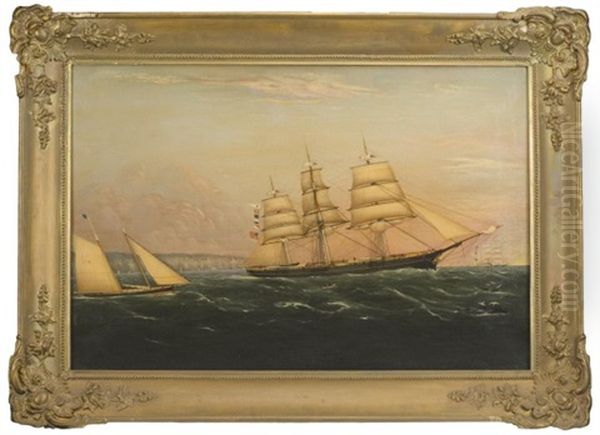 The Ship Jean Ingelow Taking A Pilot Off New York Oil Painting by Thomas P. Moses