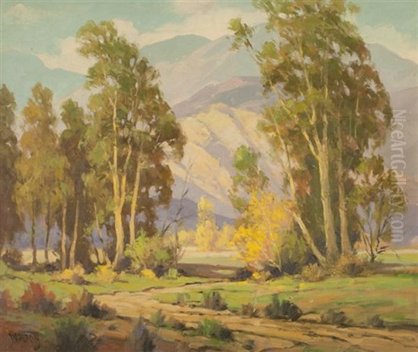 California Foothills And Eucalyptus Trees Oil Painting by Walter Farrington Moses