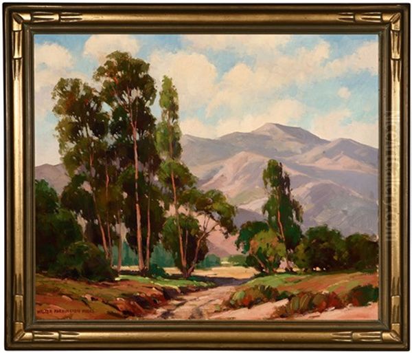 Eucalyptus Trees In A California Foothills Landscape Oil Painting by Walter Farrington Moses