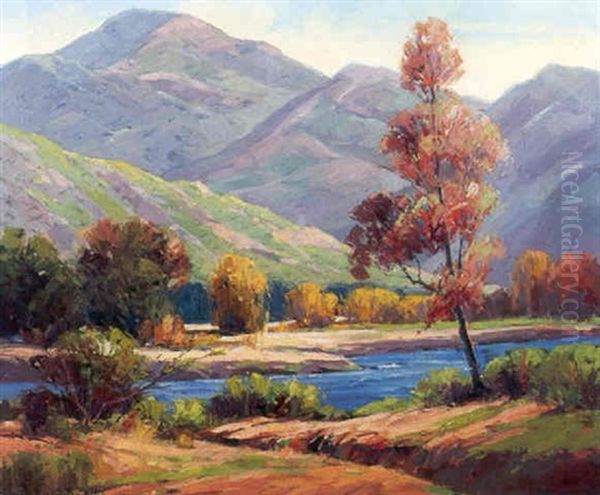 Along The River, Tujunga Canyon Oil Painting by Walter Farrington Moses