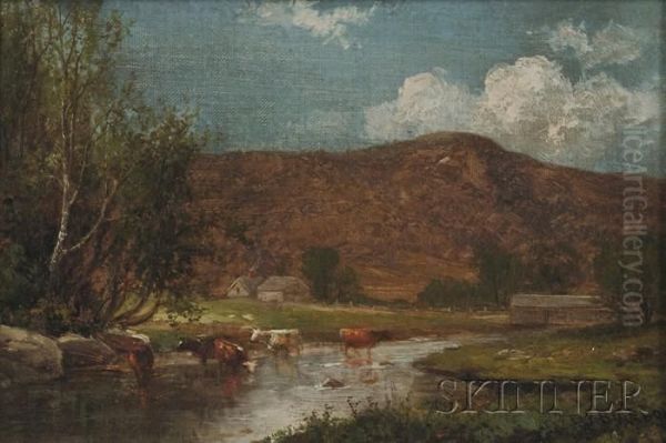 Cattle In A Stream Oil Painting by Daniel Folger Bigelow