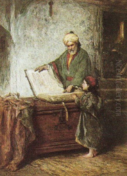 Teaching The Koran Oil Painting by Gustave Henry Mosler