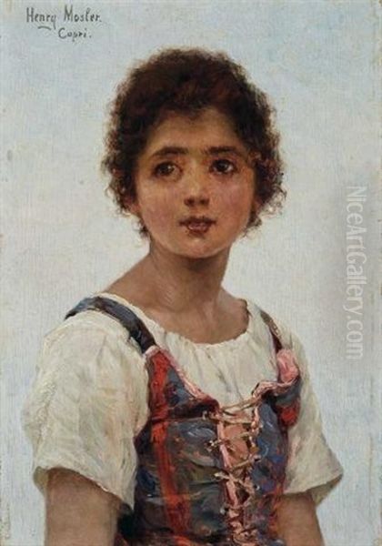 Young Girl, Capri Oil Painting by Henry Mosler