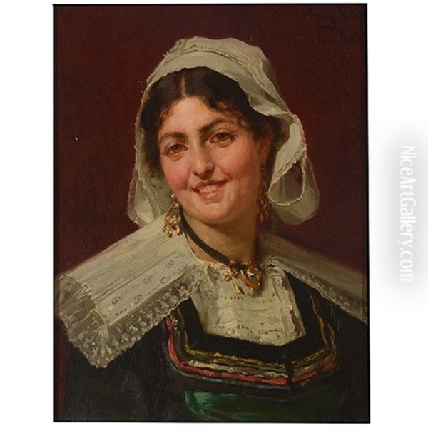 Portrait Of A Woman Oil Painting by Henry Mosler