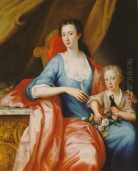 Portrait Of Ann, Countess Of Aberdeen, With Her Eldest Son, William Oil Painting by William Mosman