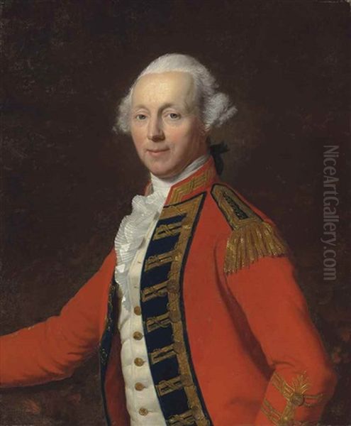 Portrait Of An Officer, Half-length, In The Uniform Of One Of The Regiments Of Life Guards Oil Painting by Jean Laurent Mosnier