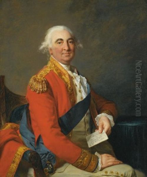 Portrait Of William Petty, 2nd Earl Of Shelburne, 1st Marquess Of Lansdowne,  Seated In General's Uniform With Garter Ribbon, The Lesser George Tied To His Sash Oil Painting by Jean Laurent Mosnier