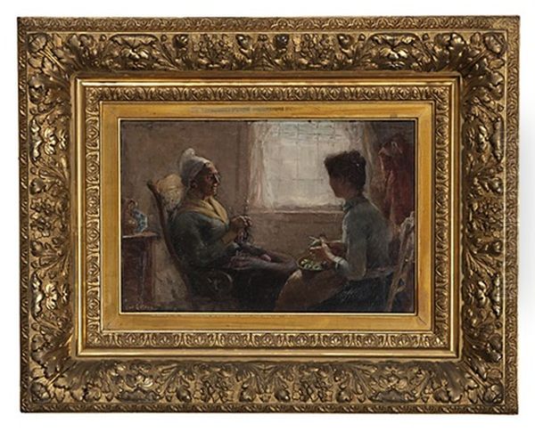 Story Telling Oil Painting by Charles Eugene Moss