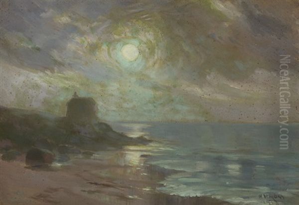 Moonlight, Portmarnock Oil Painting by Henry William Moss