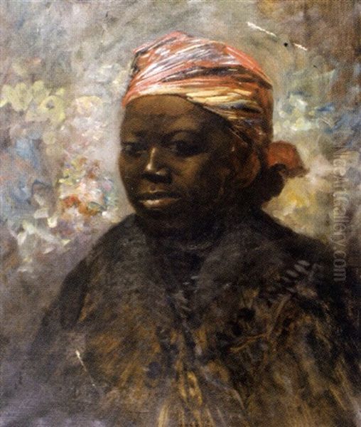 Jeune Africaine Au Turban Oil Painting by Alexis Mossa