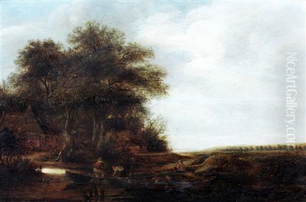 Landschap Met Fuikenvissers Oil Painting by Jacob van Mosscher