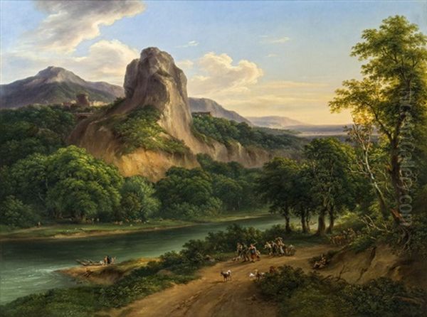 Flusslandschaft Mit Felsigem Ufer by Joseph Mossmer