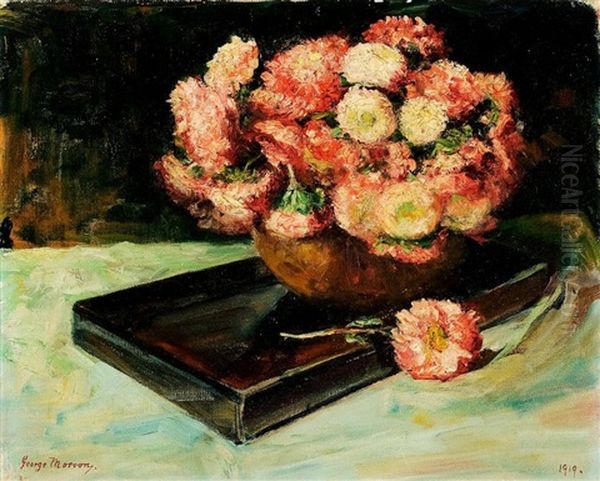 Stilleben Mit Rosa Sommerastern Oil Painting by George Mosson