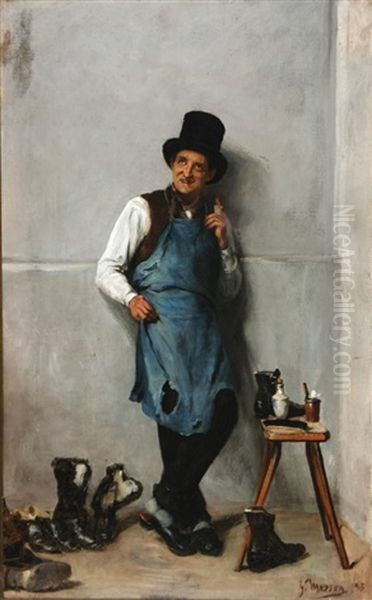 Portrait Of A Shoeshiner Oil Painting by George Mosson