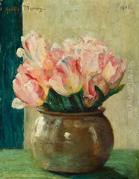 Stilleben Mit Rosa Tulpen by George Mosson