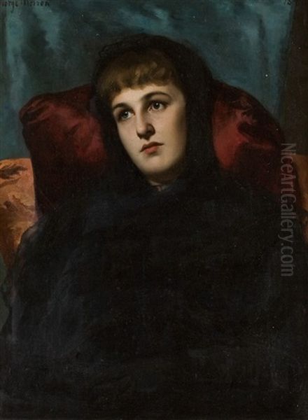 Halbportrait Einer Dame In Schwarz Oil Painting by George Mosson