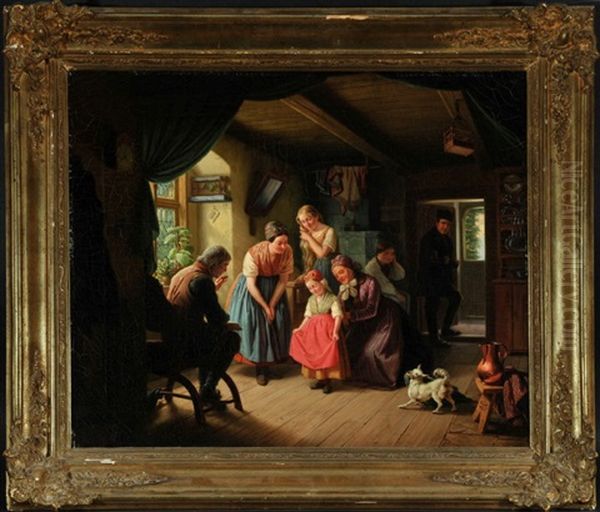 Ankleidung Zum Ersten Kirchgang Oil Painting by Ludwig August Most