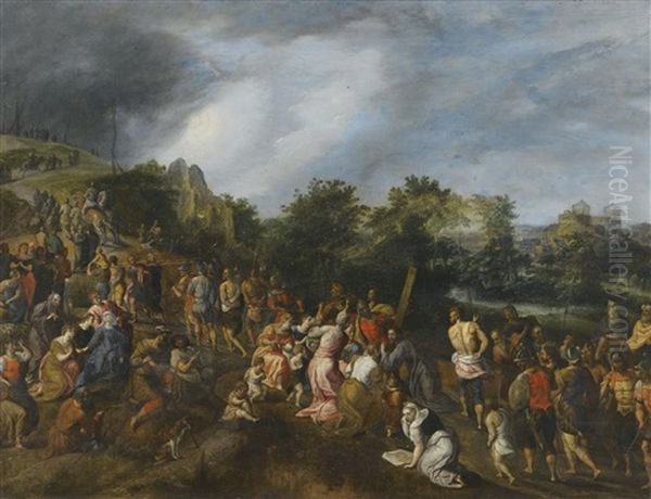 Christ On The Road To Calvary Oil Painting by Gillis Mostaert the Elder