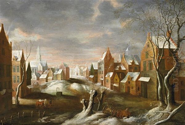 Dorflandschaft Im Winter Oil Painting by Gillis Mostaert the Elder