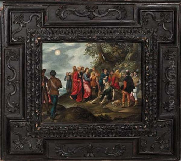 Christ Healing The Lunatic Boy Oil Painting by Gillis Mostaert the Elder