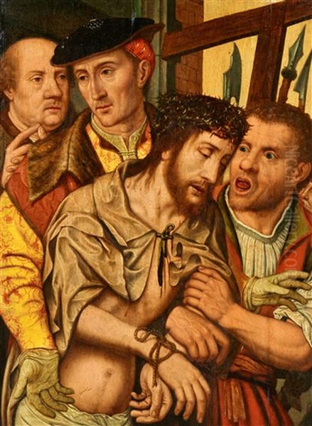 The Mocking Of Christ Oil Painting by Jan (Joannes Sinapius) Mostaert