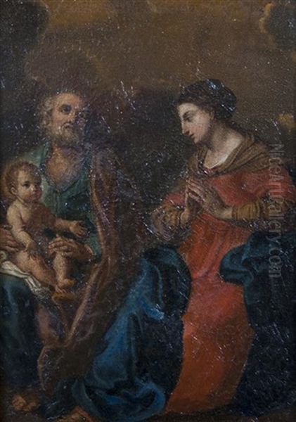 The Holy Family Oil Painting by Jan (Joannes Sinapius) Mostaert