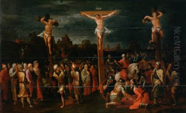 Calvary Oil Painting by Jan (Joannes Sinapius) Mostaert