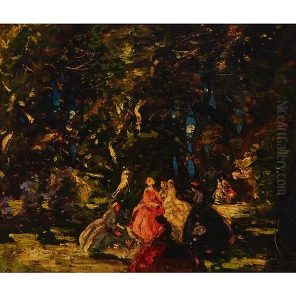 Picnic (under A Full Moon) Oil Painting by Thomas Edwin Mostyn