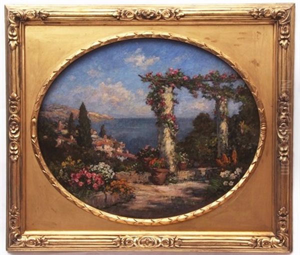 A Mediterranean Garden Oil Painting by Thomas Edwin Mostyn