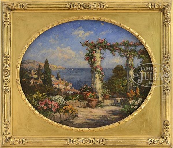 A Mediterranean Garden Oil Painting by Thomas Edwin Mostyn