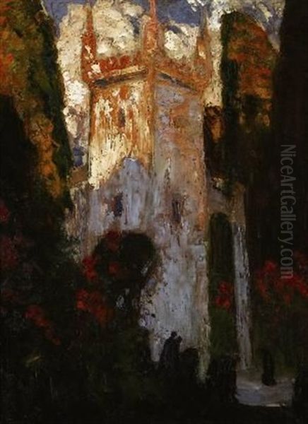 Cathedral Oil Painting by Thomas Edwin Mostyn